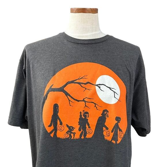 Star Wars Halloween T-Shirt XL Fifth Sun Orange Moon Trick or Treat Graphic Tee - Picture 3 of 9